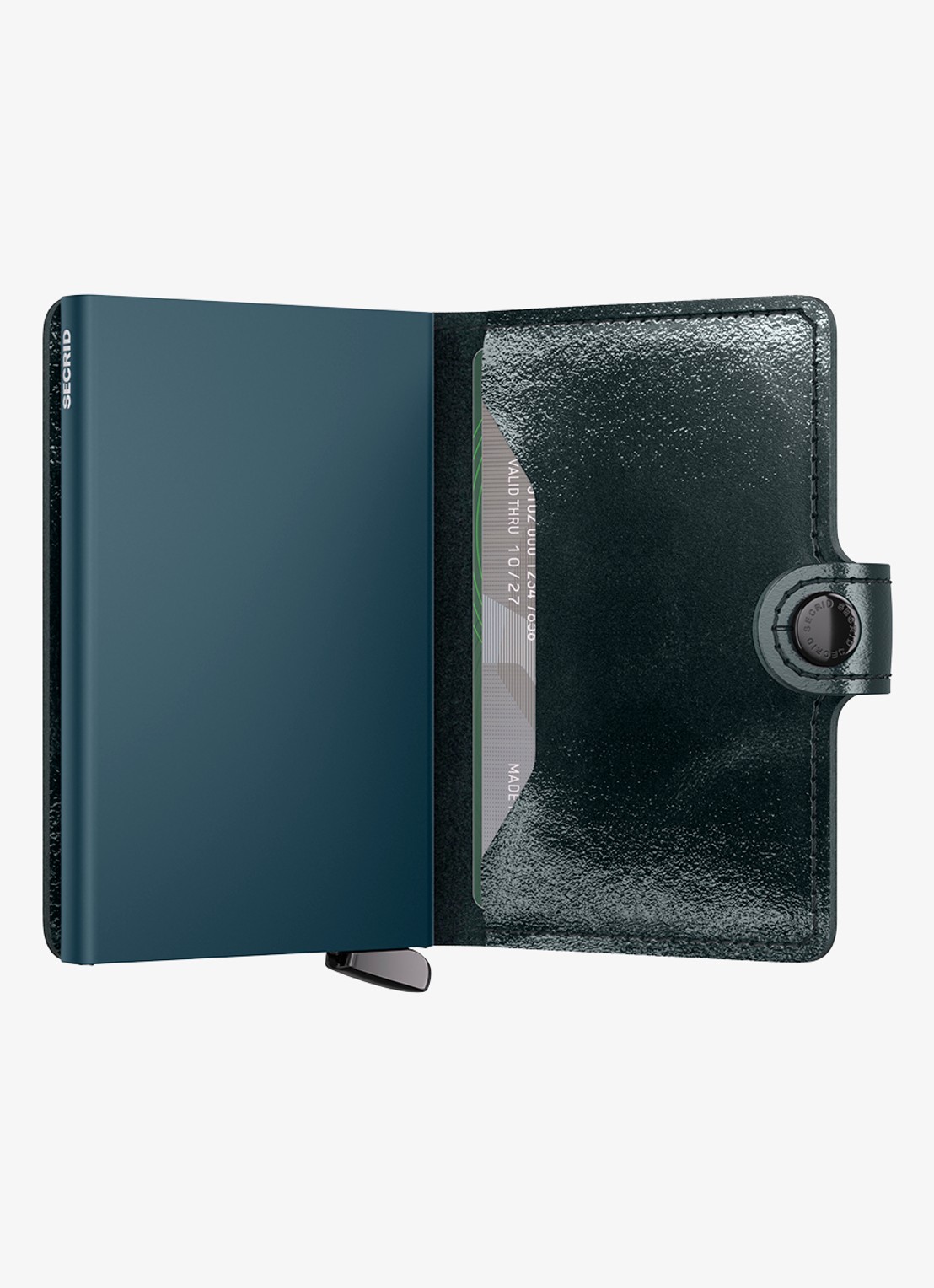 Secrid Miniwallet+ pasjeshouder van leer - detail zeegroen