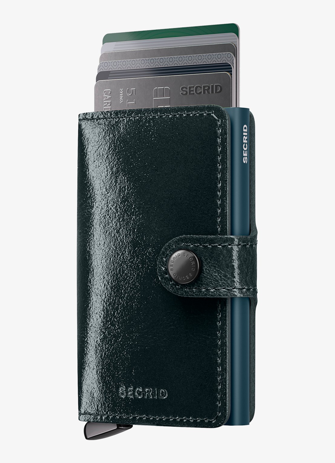 Secrid Miniwallet+ pasjeshouder van leer - voorkant 6 zeegroen