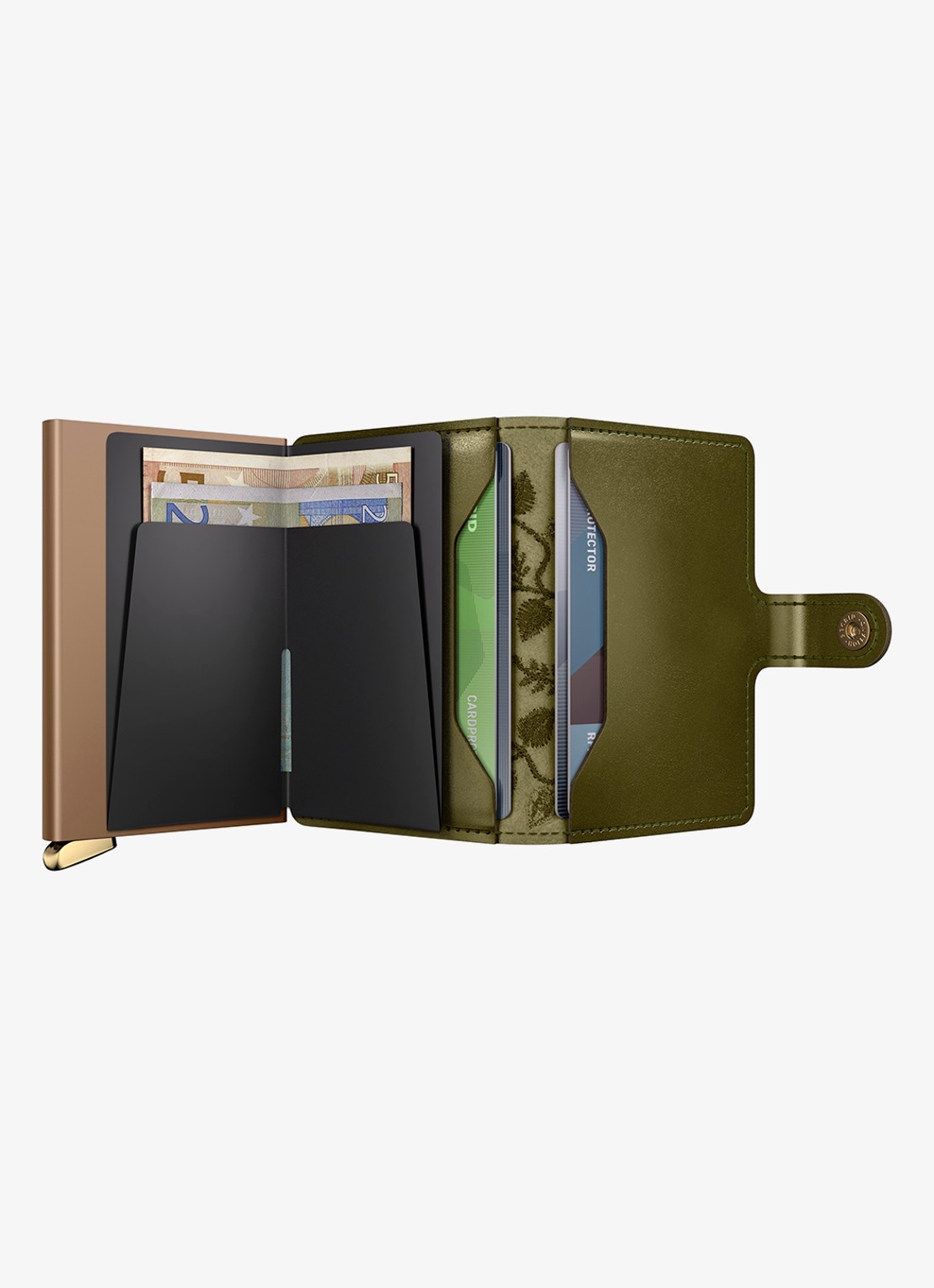 Secrid Miniwallet+ pasjeshouder van leer - detail 3 olijfgroen