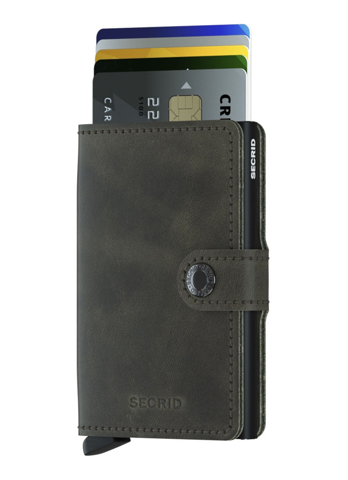 Secrid Miniwallet Vintage Pasjeshouder van leer - voorkant 3 bronsgroen