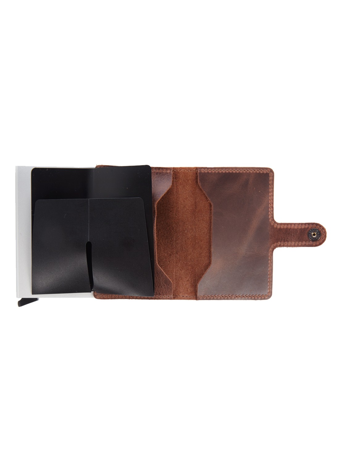 Secrid Miniwallet Wallet pasjeshouder van leer - detail roodbruin