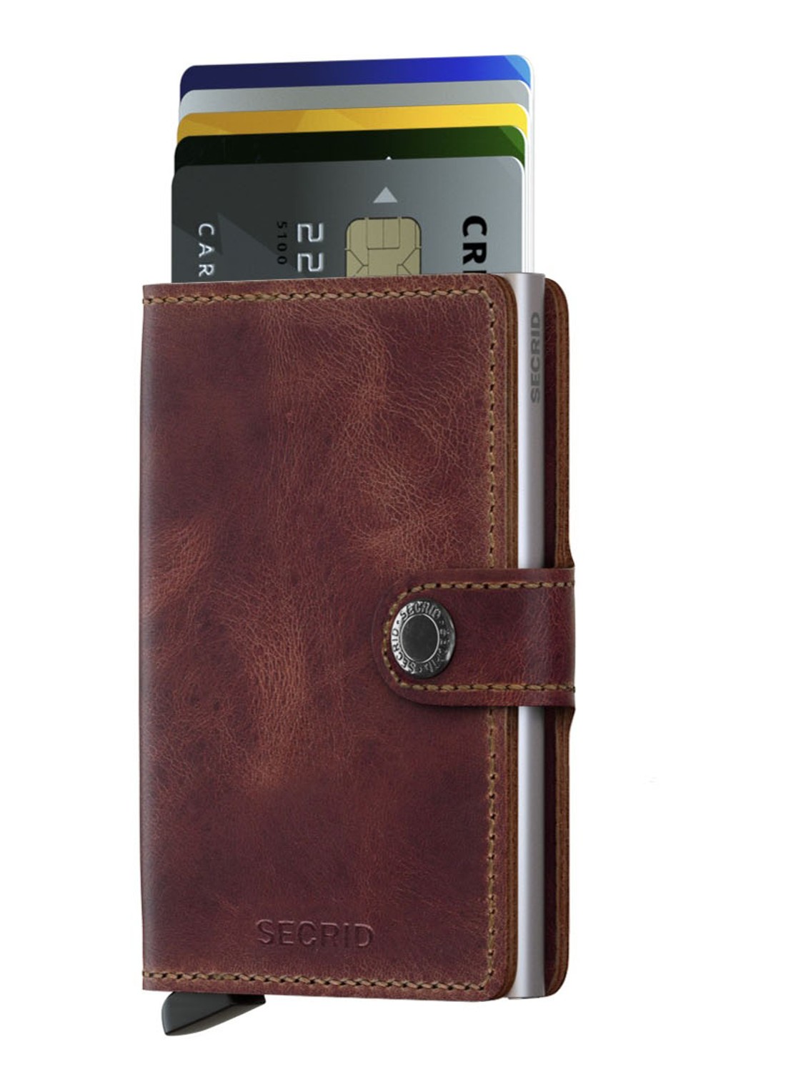 Secrid Miniwallet Wallet pasjeshouder van leer - voorkant 6 roodbruin