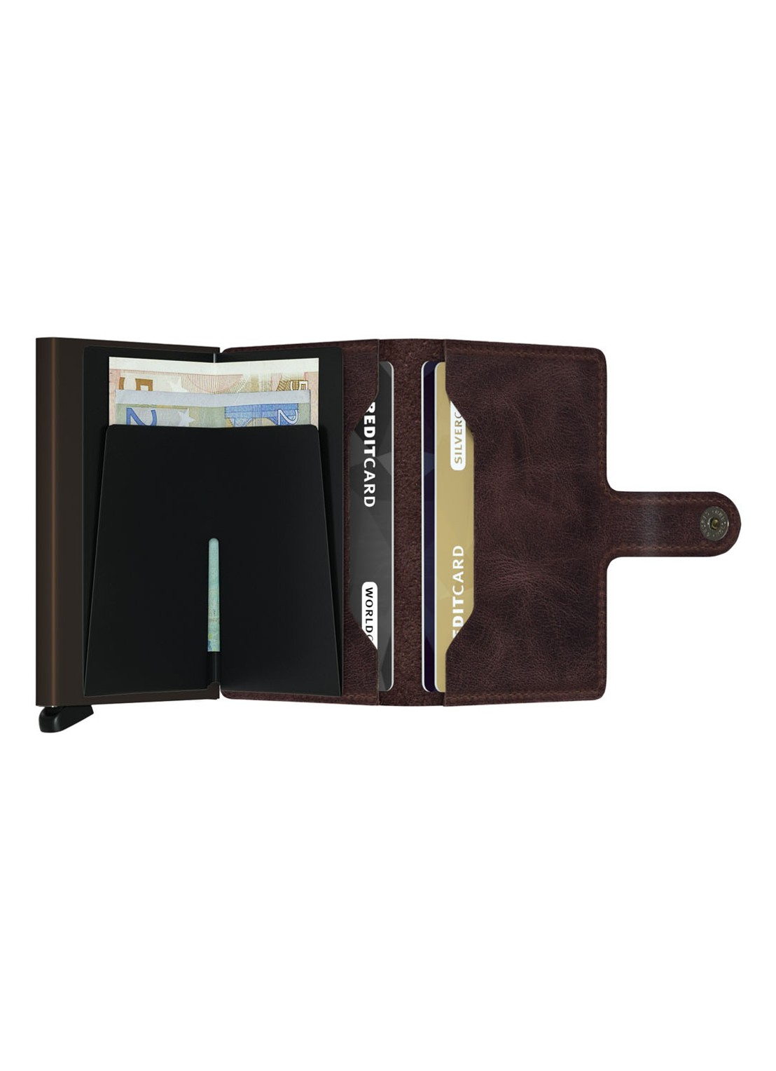 Secrid Miniwallet Wallet pasjeshouder van leer - achterkant 3 donkerbruin