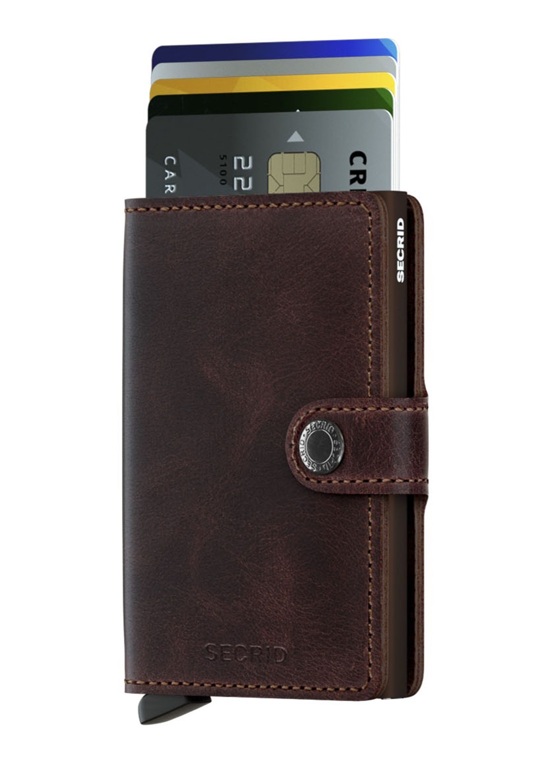 Secrid Miniwallet Wallet pasjeshouder van leer - voorkant 2 donkerbruin