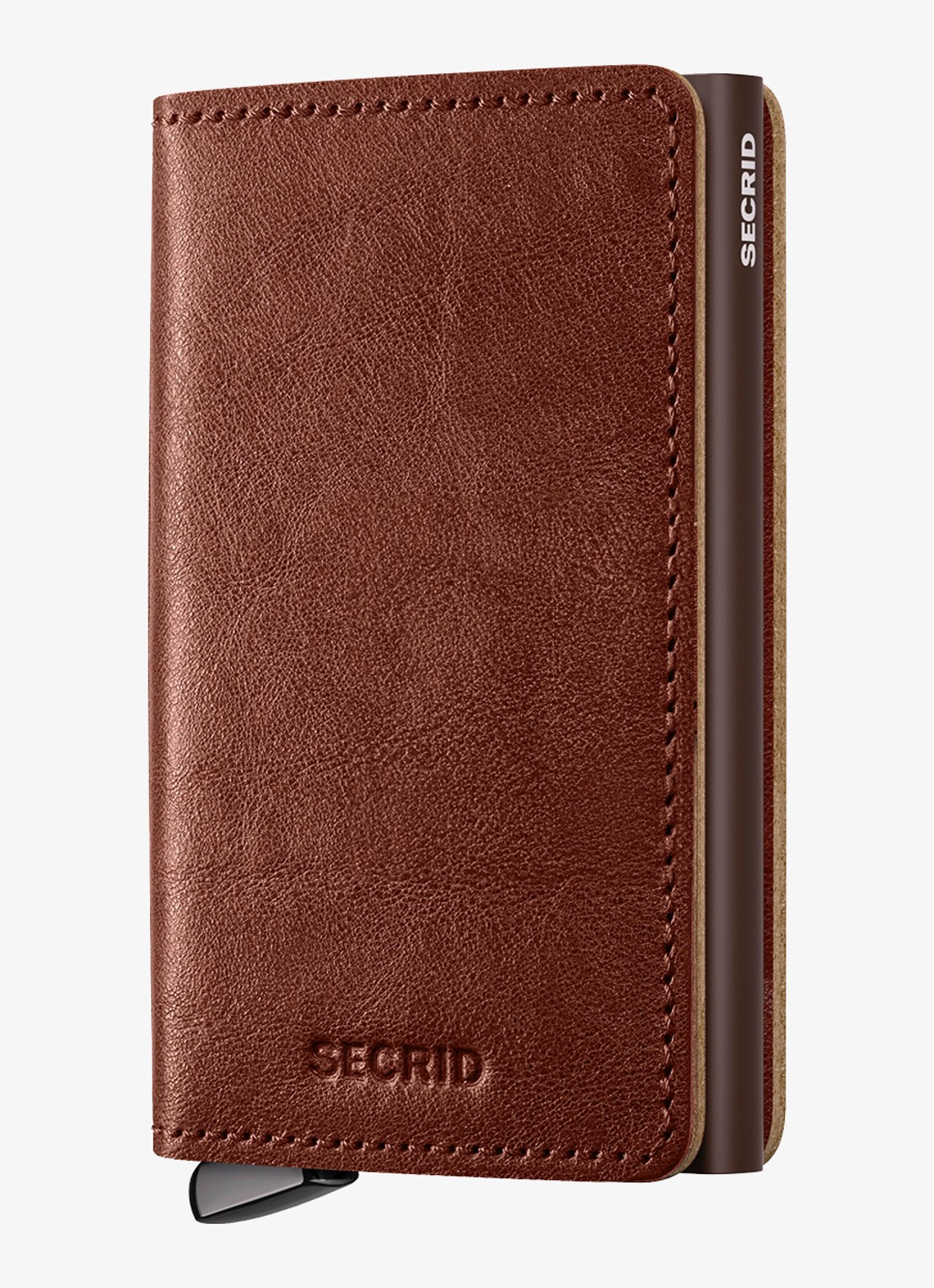 Secrid Slimwallet+ pasjeshouder van leer - voorkant 2 kastanjebruin
