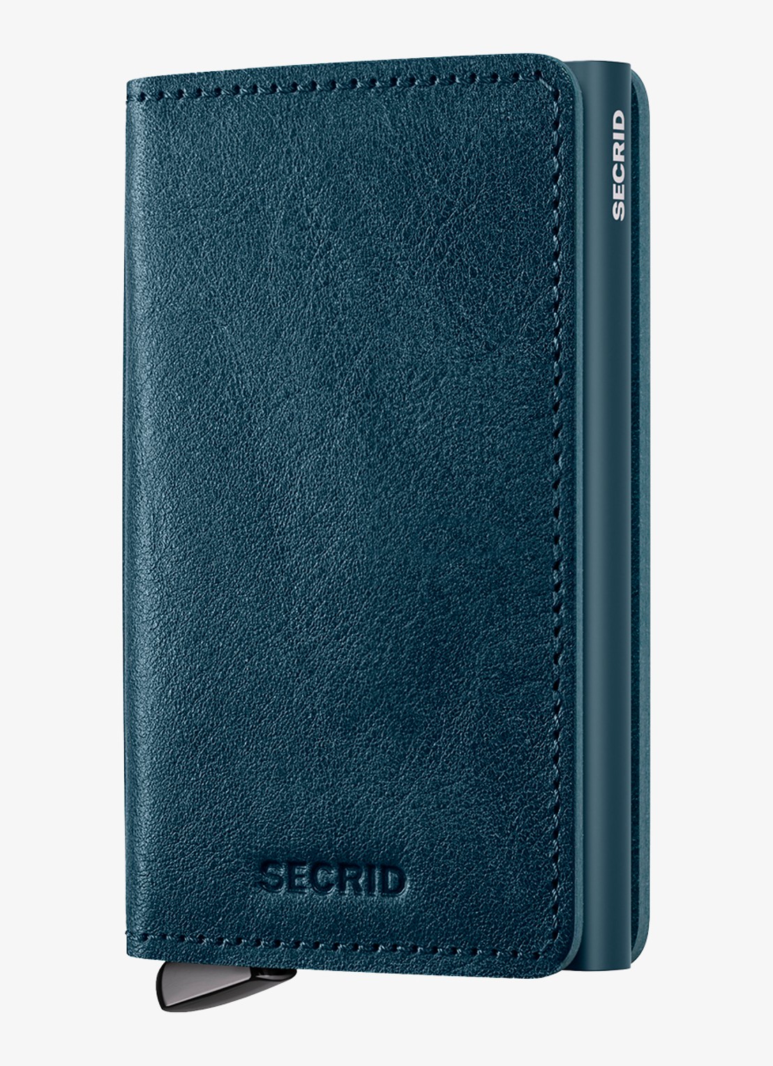 Secrid Slimwallet+ pasjeshouder van leer - voorkant 2 petrolgroen