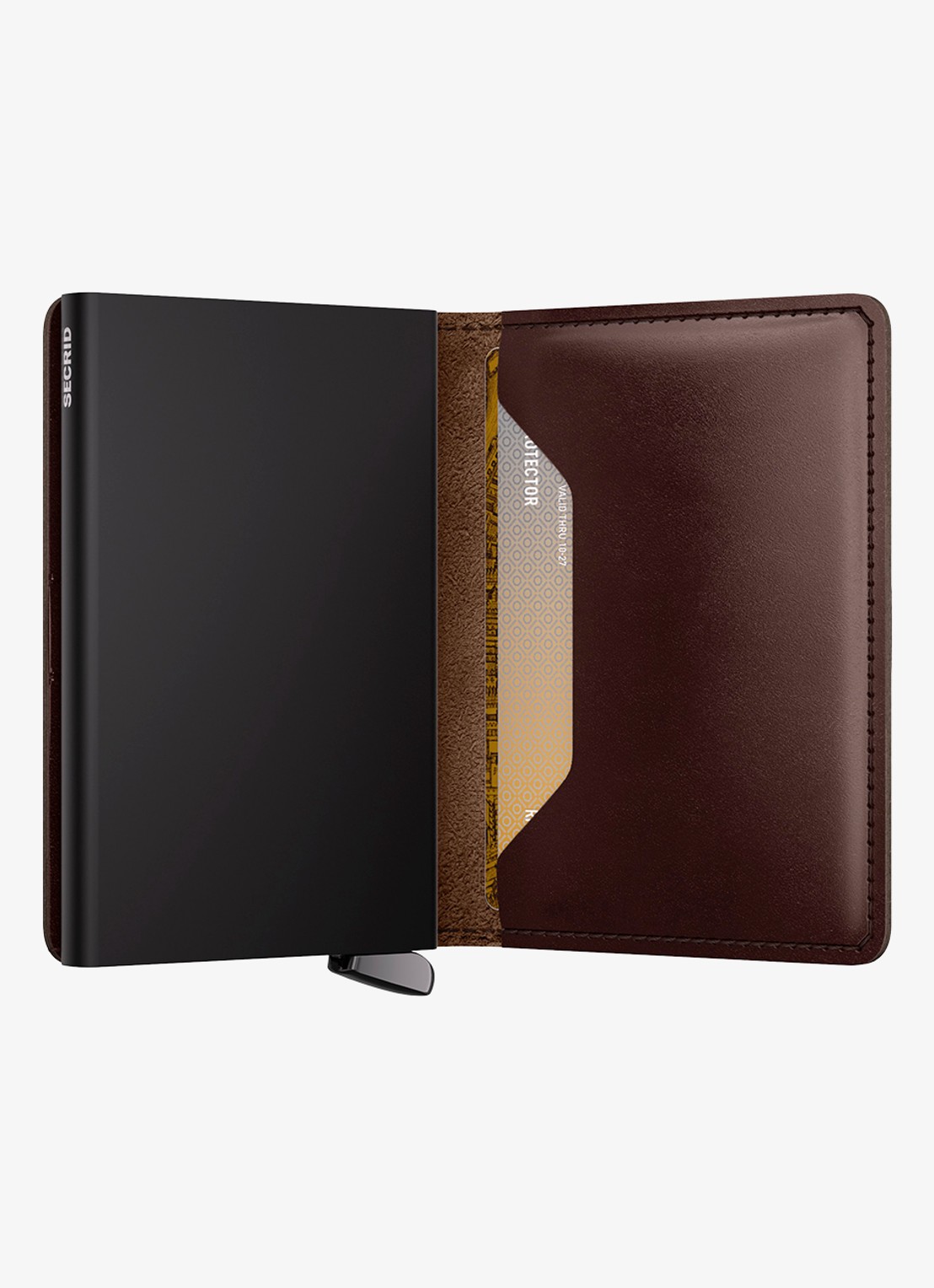 Secrid Slimwallet+ pasjeshouder van leer - detail donkerbruin