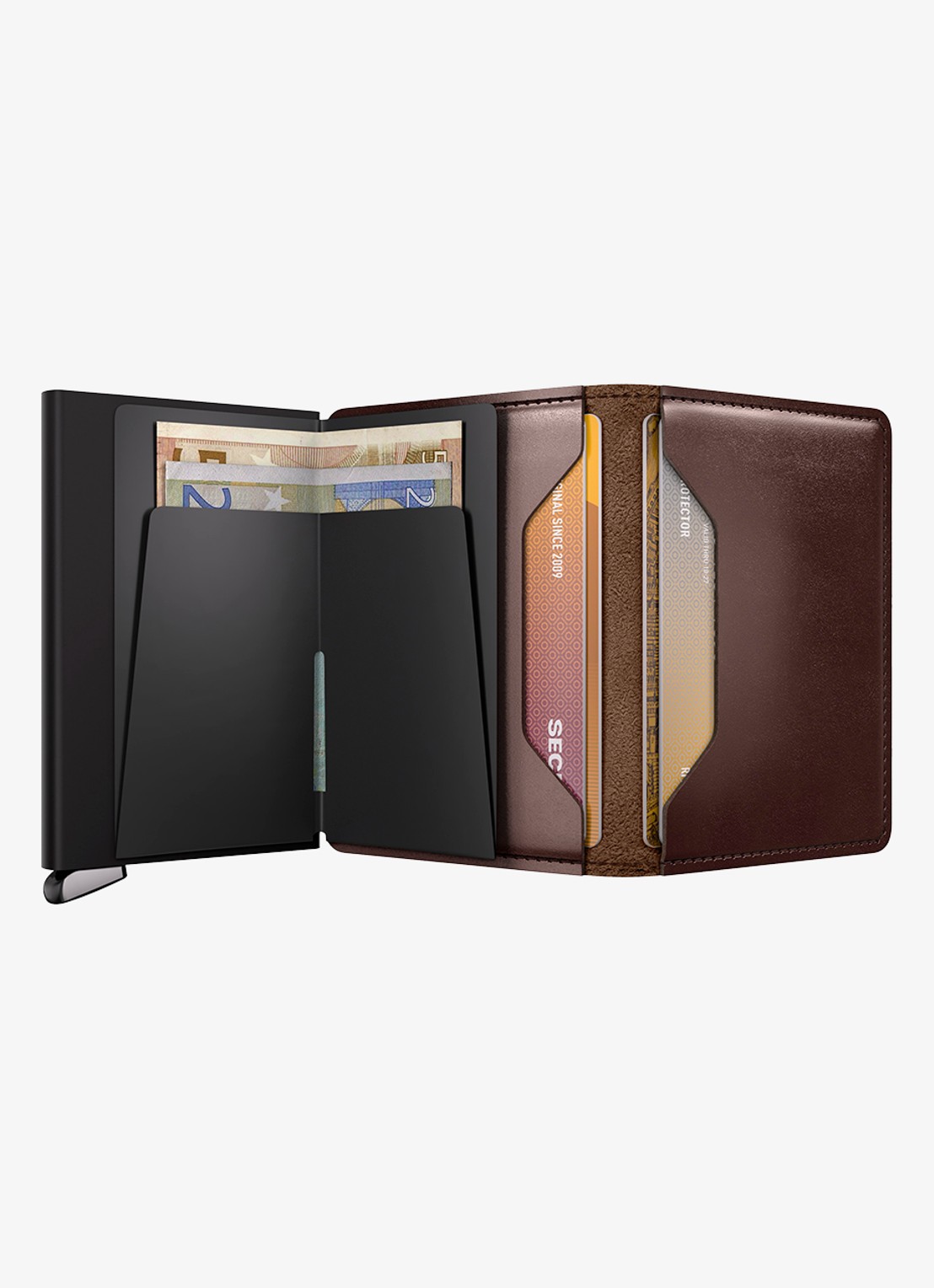 Secrid Slimwallet+ pasjeshouder van leer - detail 2 donkerbruin