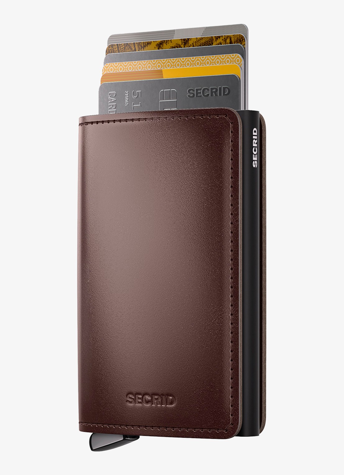 Secrid Slimwallet+ pasjeshouder van leer - voorkant 5 donkerbruin