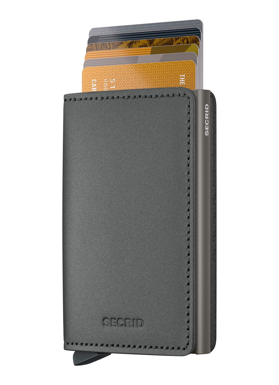 Secrid Slimwallet pasjeshouder van leer - voorkant 4 grijs
