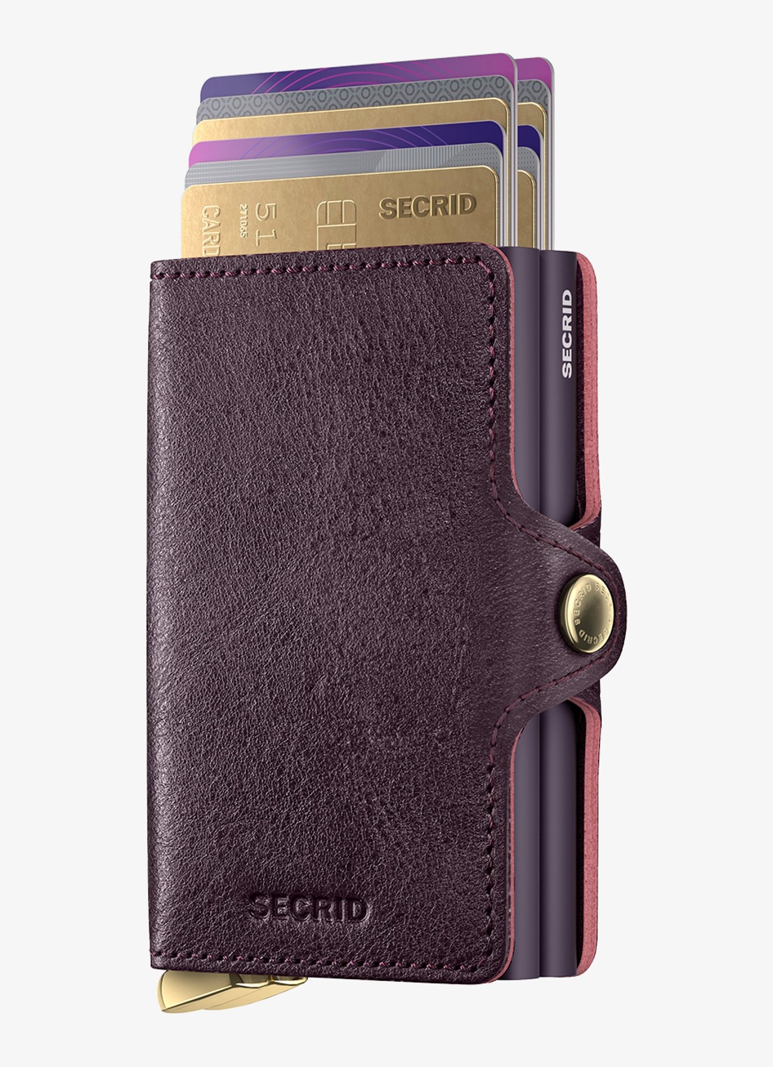 Secrid Twinwallet+ pasjeshouder van leer - voorkant aubergine