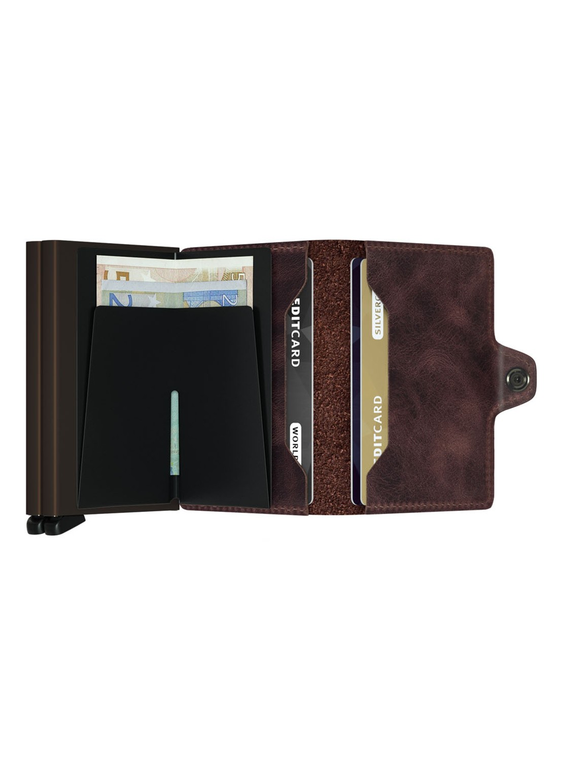 Secrid Twinwallet Wallet pasjeshouder van leer - achterkant 5 donkerbruin