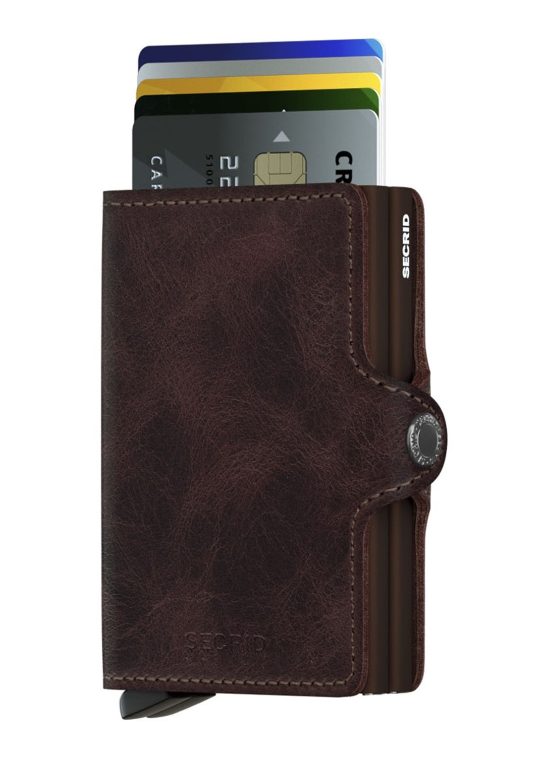 Secrid Twinwallet Wallet pasjeshouder van leer - voorkant 4 donkerbruin