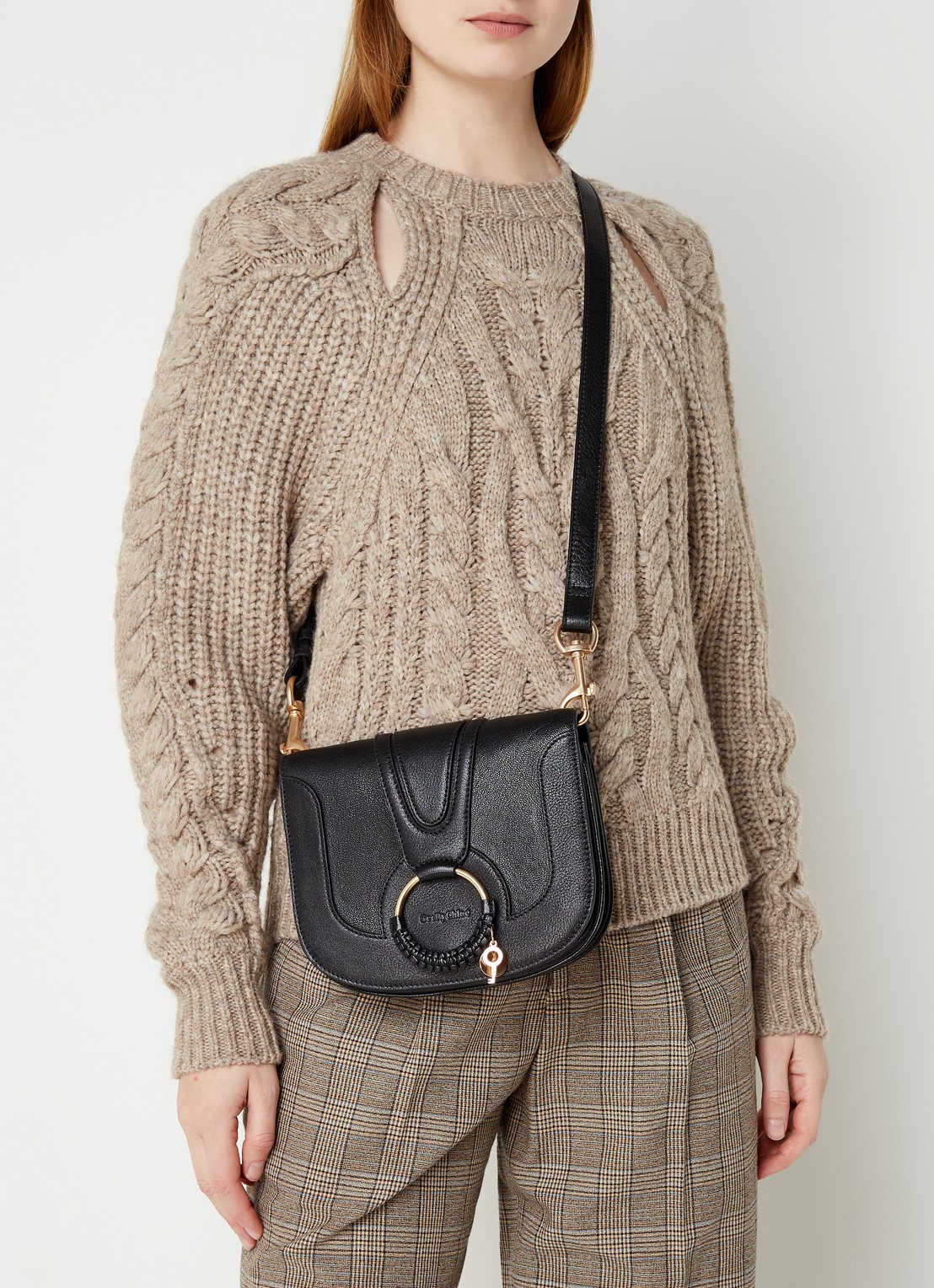 See By Chloé Hana Medium crossbodytas van leer - voorkant zwart