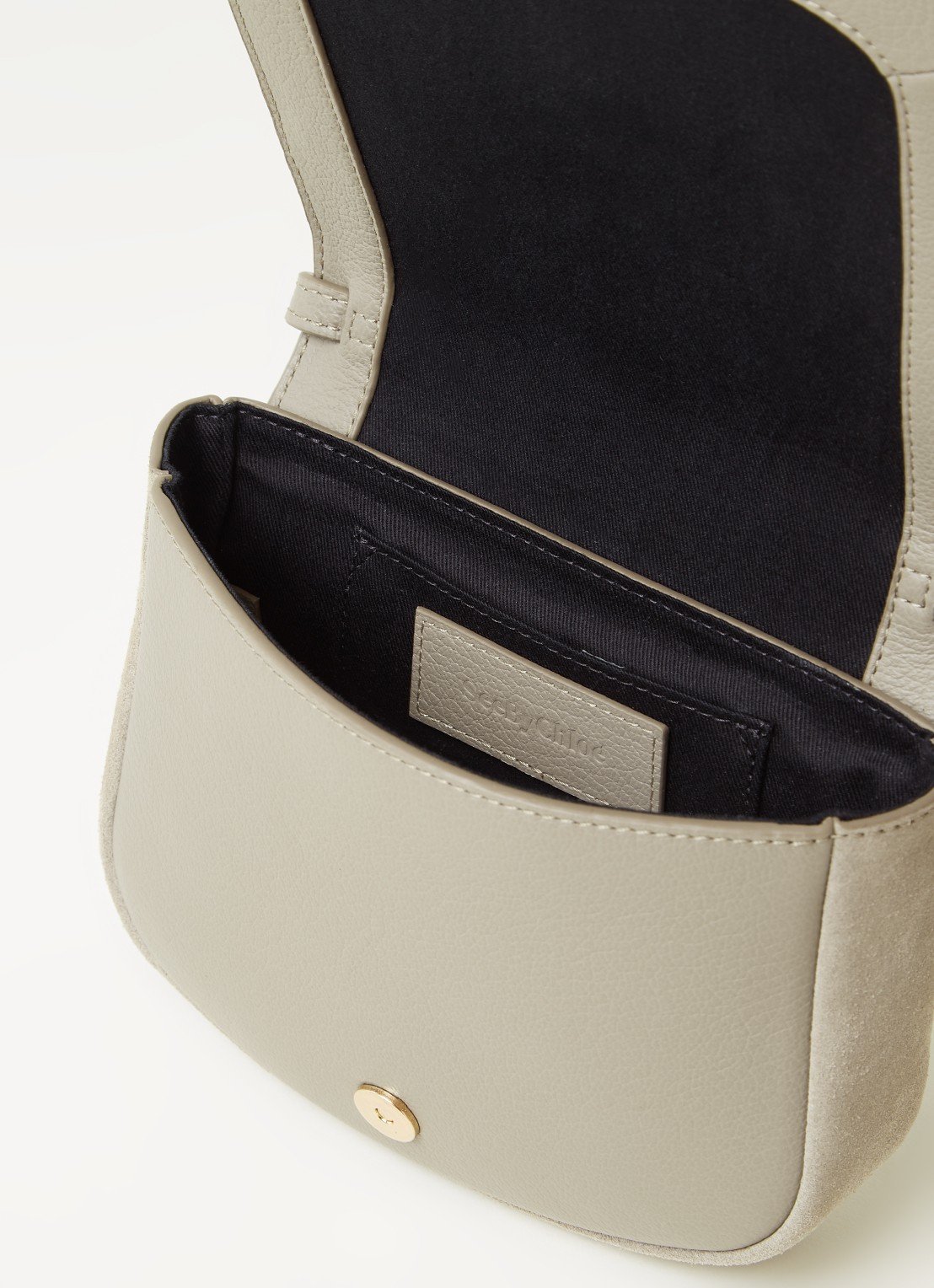See By Chloé Hana Mini XS crossbodytas van leer met suède details - detail 4 middengrijs