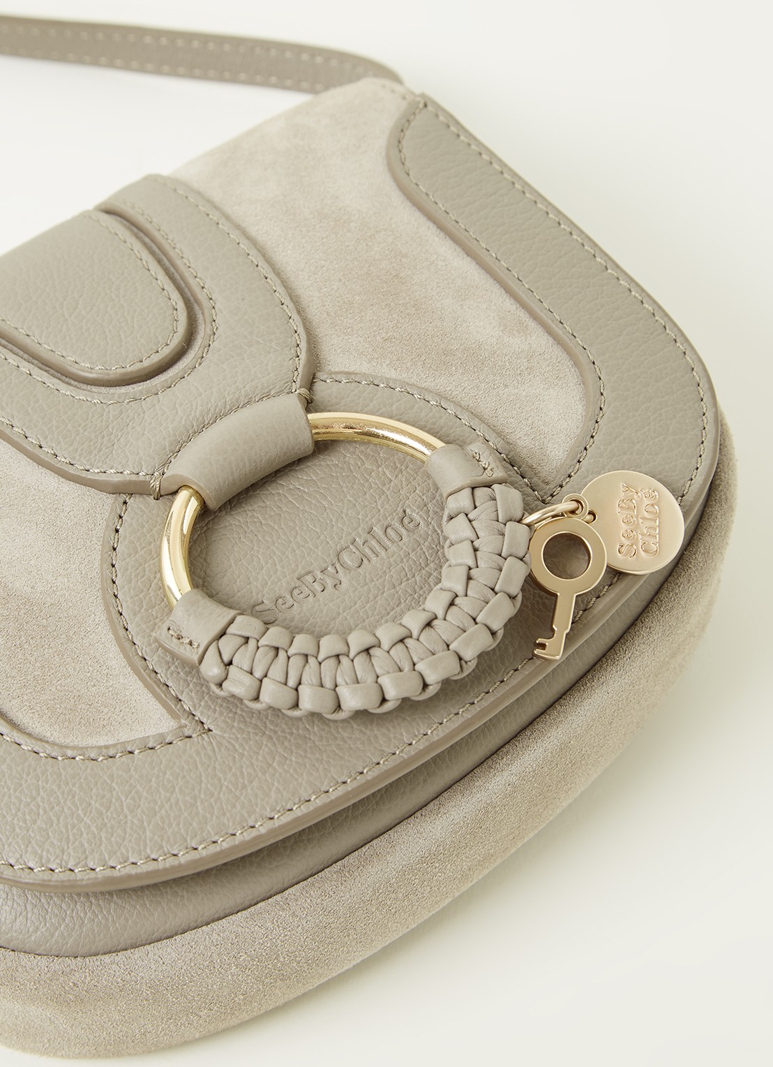 See By Chloé Hana Mini XS crossbodytas van leer met suède details - detail 6 middengrijs