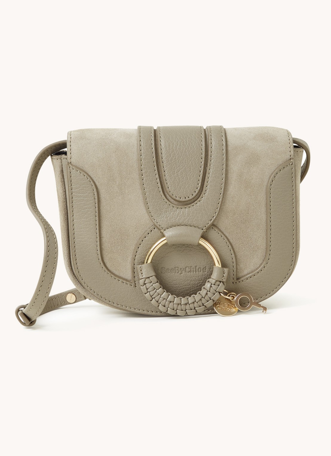 See By Chloé Hana Mini XS crossbodytas van leer met suède details - voorkant middengrijs