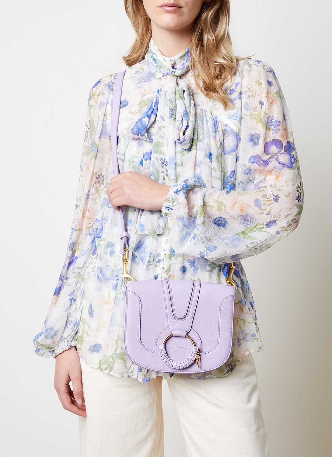 See By Chloé Hana Small crossbodytas van geitenleer  - voorkant 5 lila