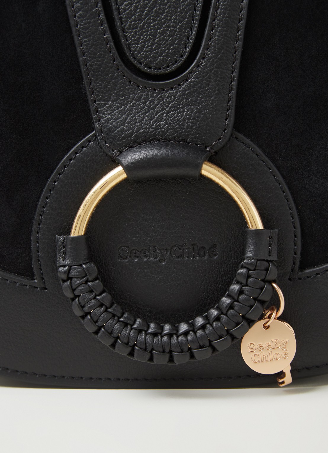 See By Chloé Hana Small crossbodytas van leer met suède details - detail 4 zwart