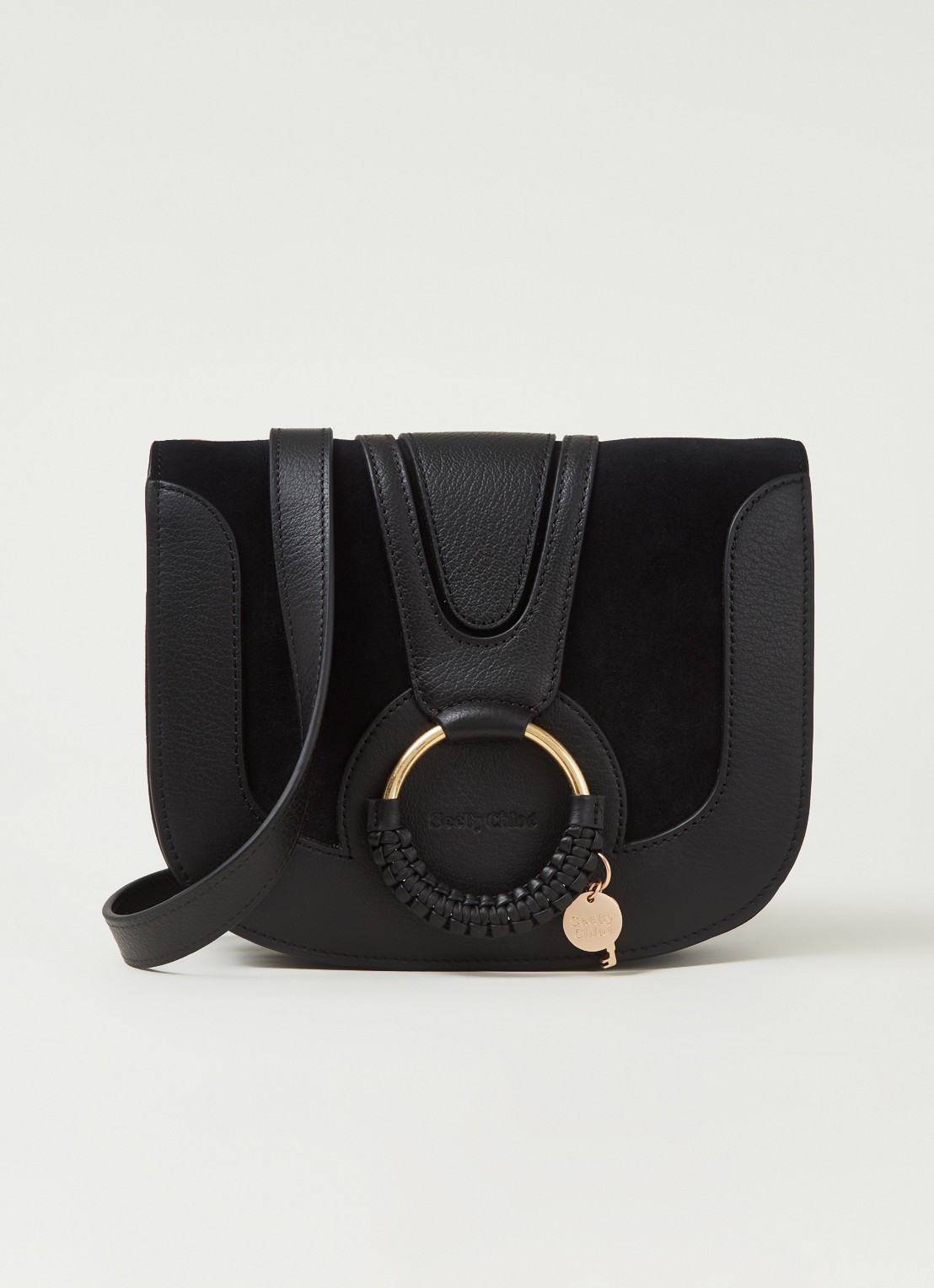 See By Chloé Hana Small crossbodytas van leer met suède details - voorkant 5 zwart