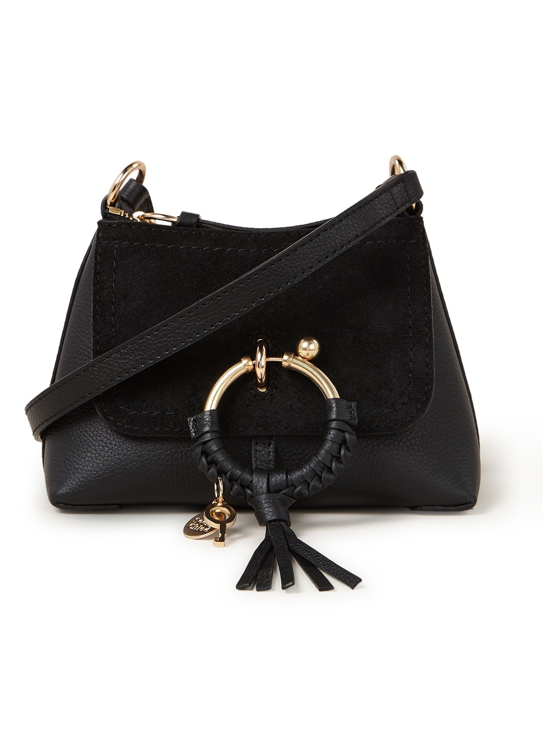 See By Chloé Joan Mini crossbodytas van leer en suède - voorkant zwart