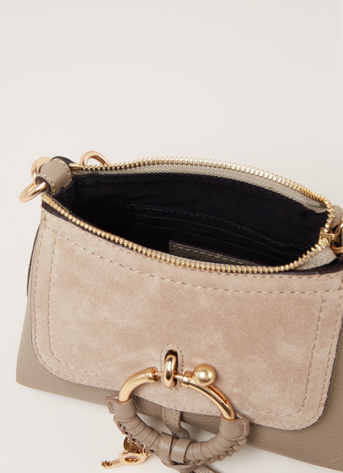 See By Chloé Joan Mini crossbodytas van leer en suède - detail 5 grijs