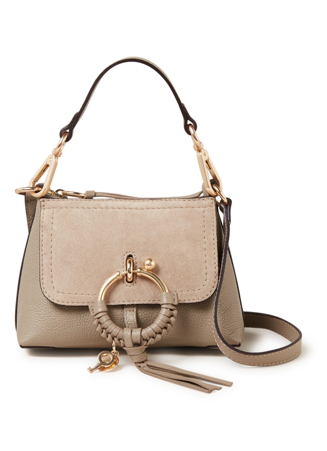 See By Chloé Joan Mini crossbodytas van leer en suède - voorkant grijs