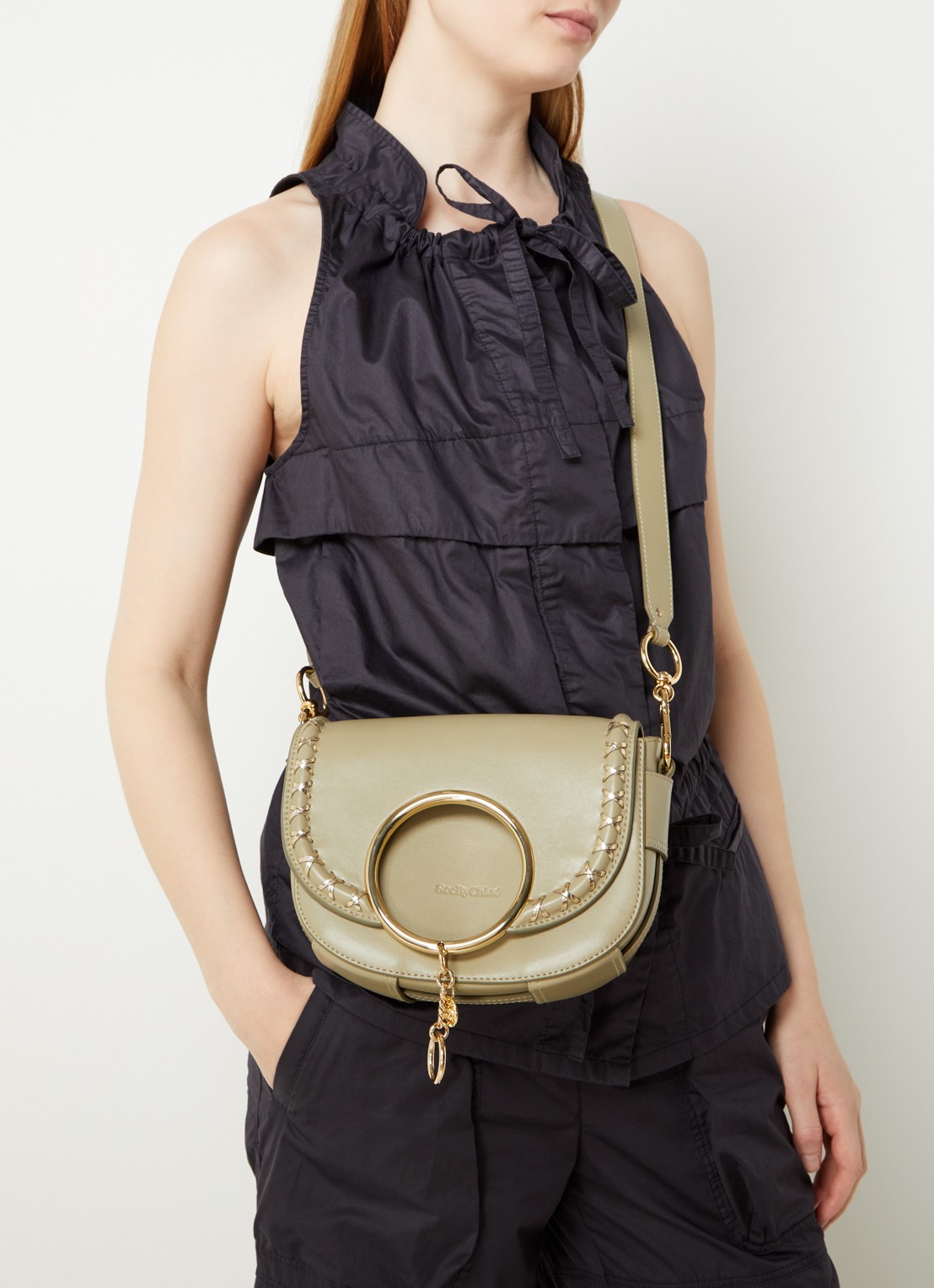 See By Chloé Mara crossbodytas van leer - voorkant 2 groen
