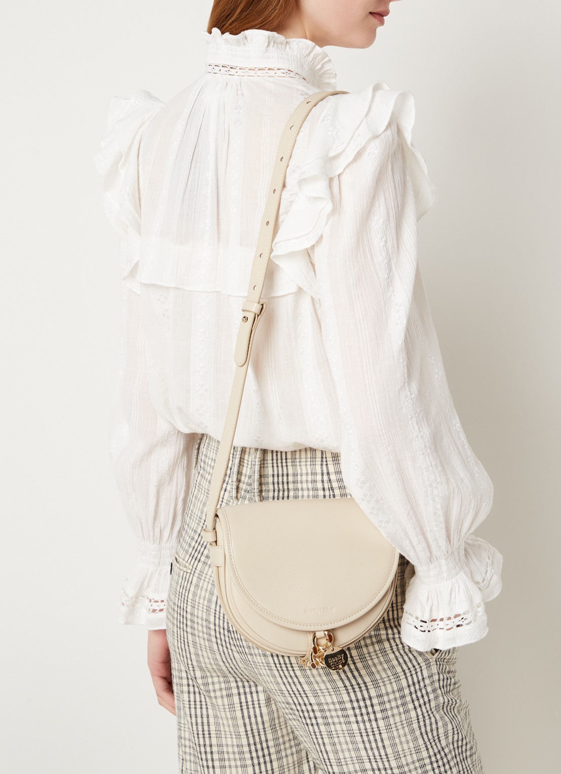 See By Chloé Mara crossbodytas van leer - voorkant 2 beige