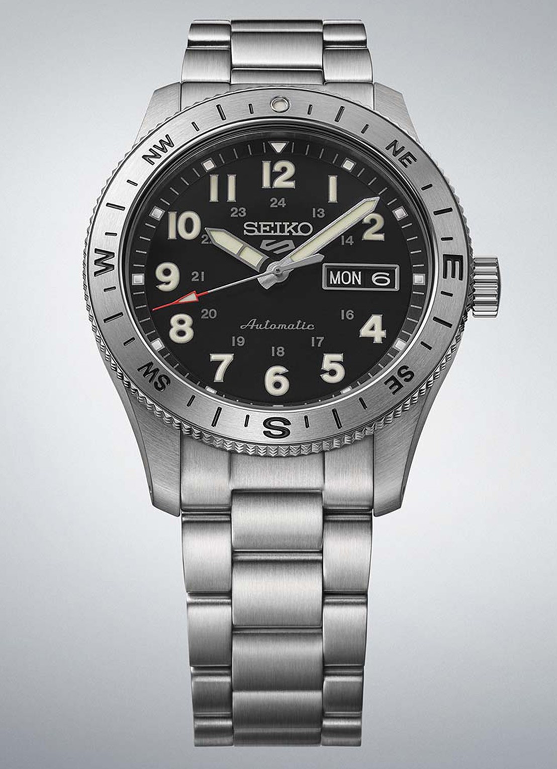 Seiko 5 Sports Field horloge HDB006K1 - detail 4 zilver