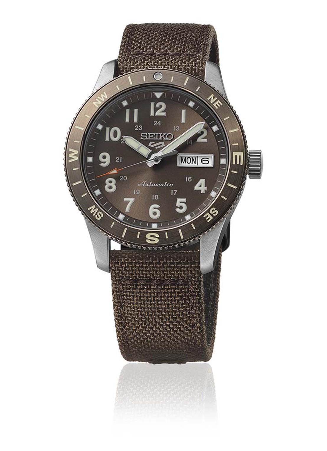 Seiko 5 Sports Field horloge HDB009K1 - detail 4 bruin