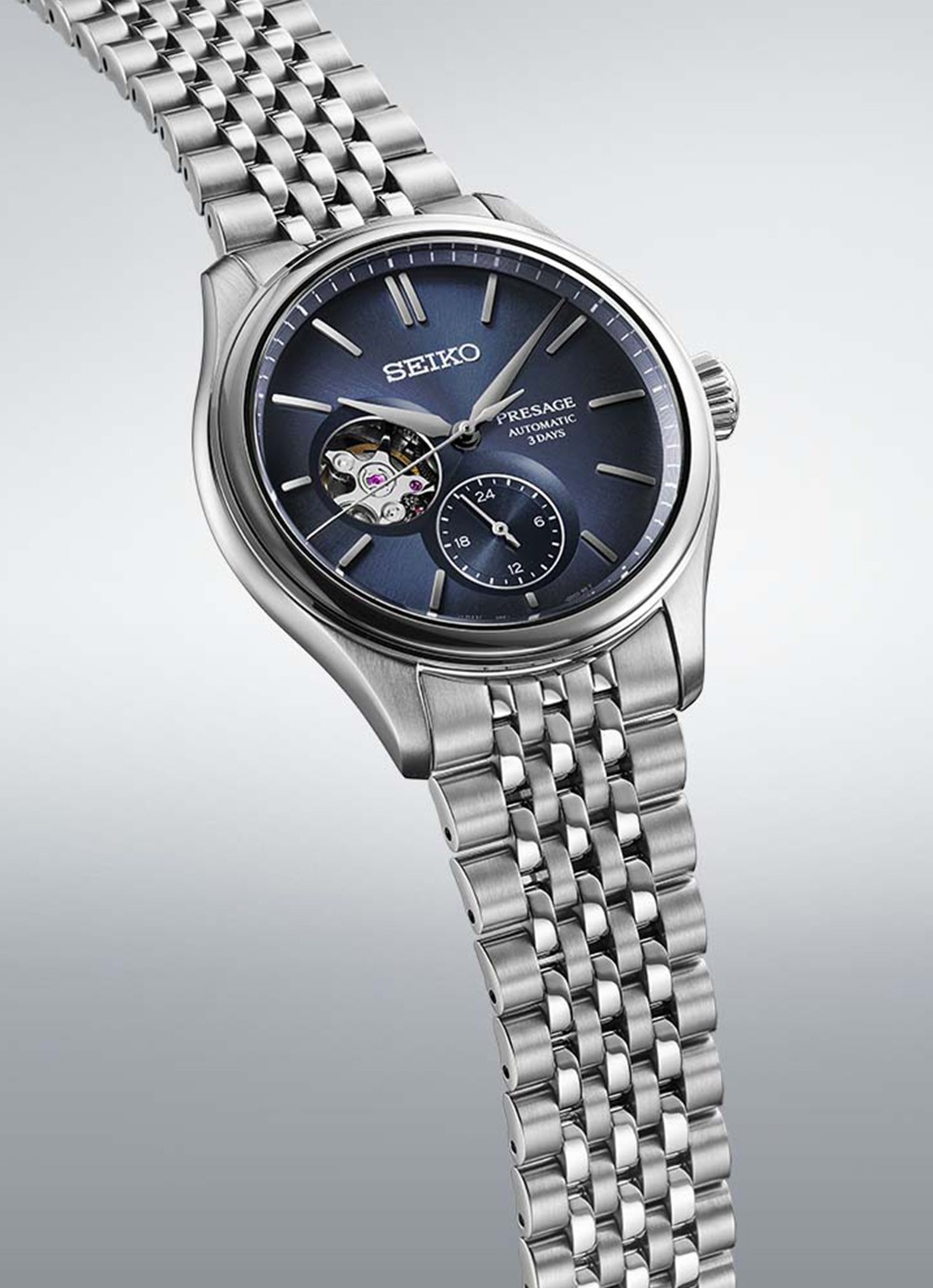 Seiko Presage Classic horloge SPB527J1 - detail zilver