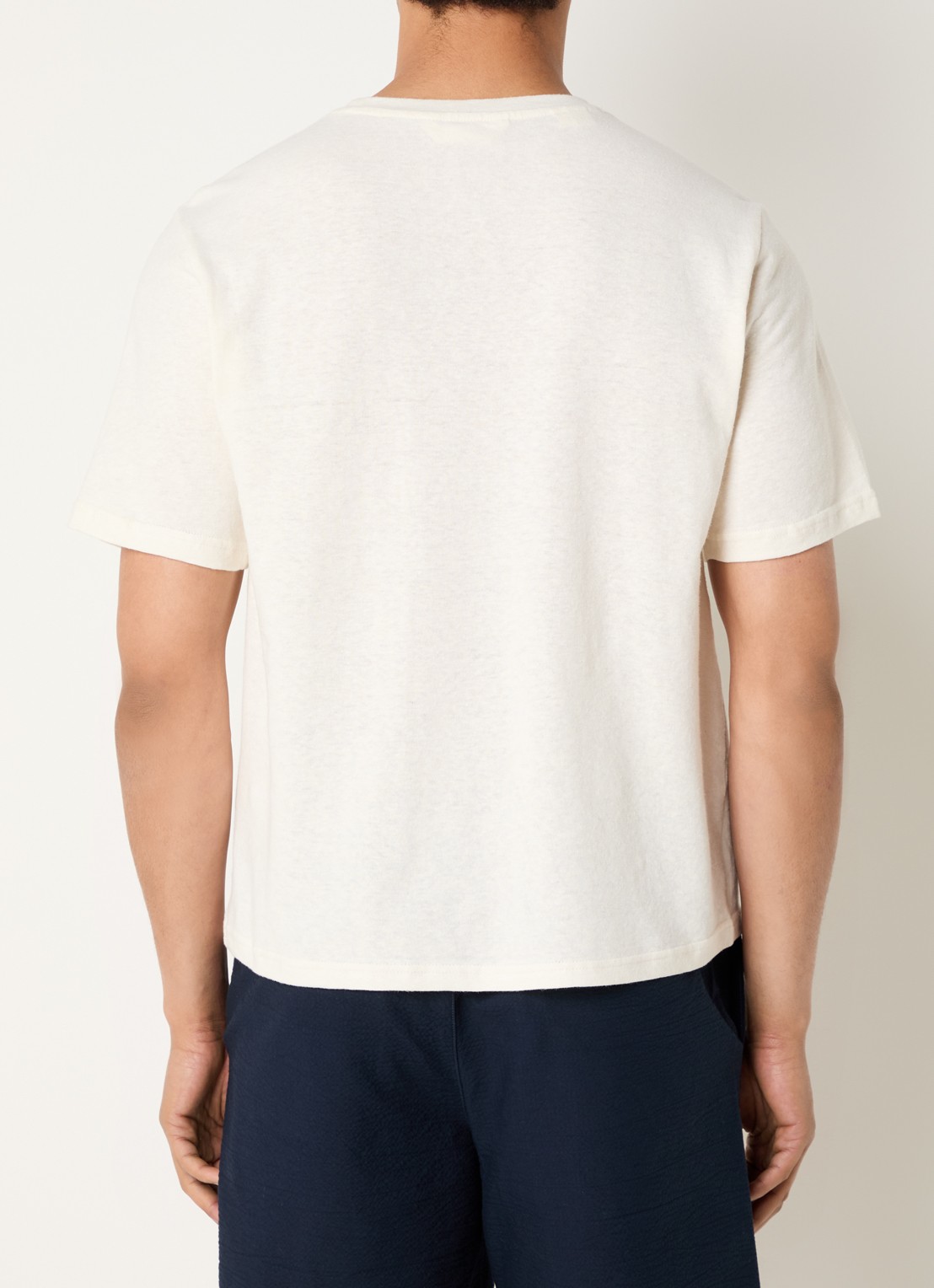 Selected Ada T-shirt in linnenblend met ronde hals - achterkant 2 creme