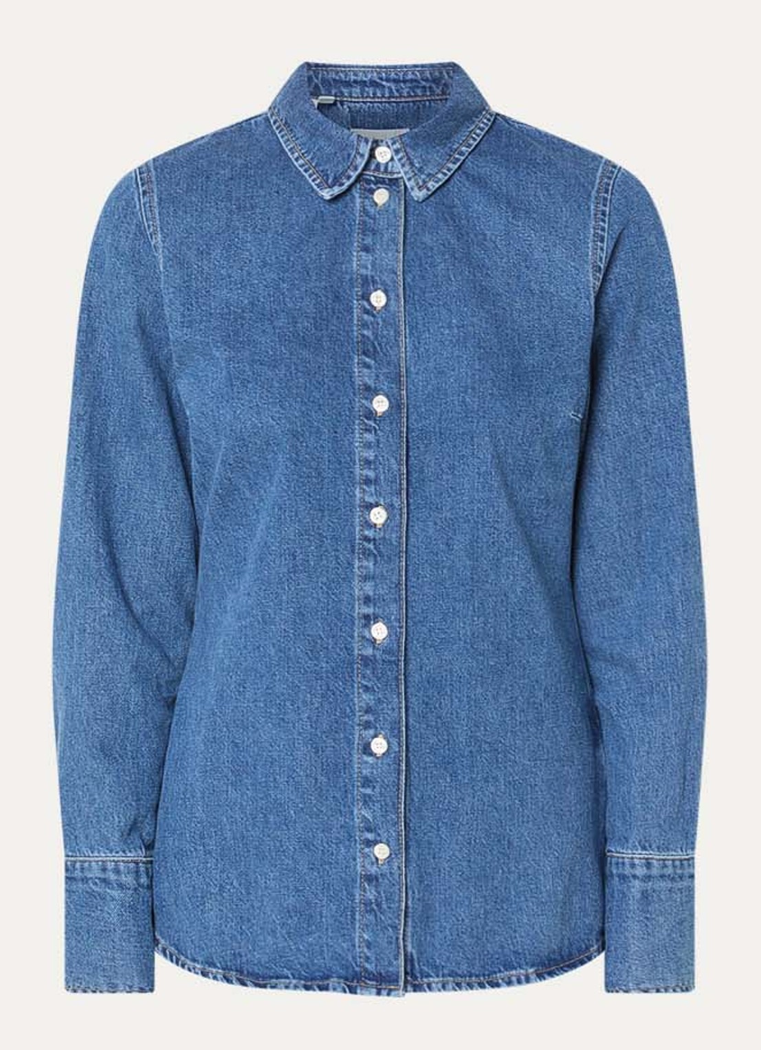 Selected Agathe blouse van denim - voorkant 3 indigo