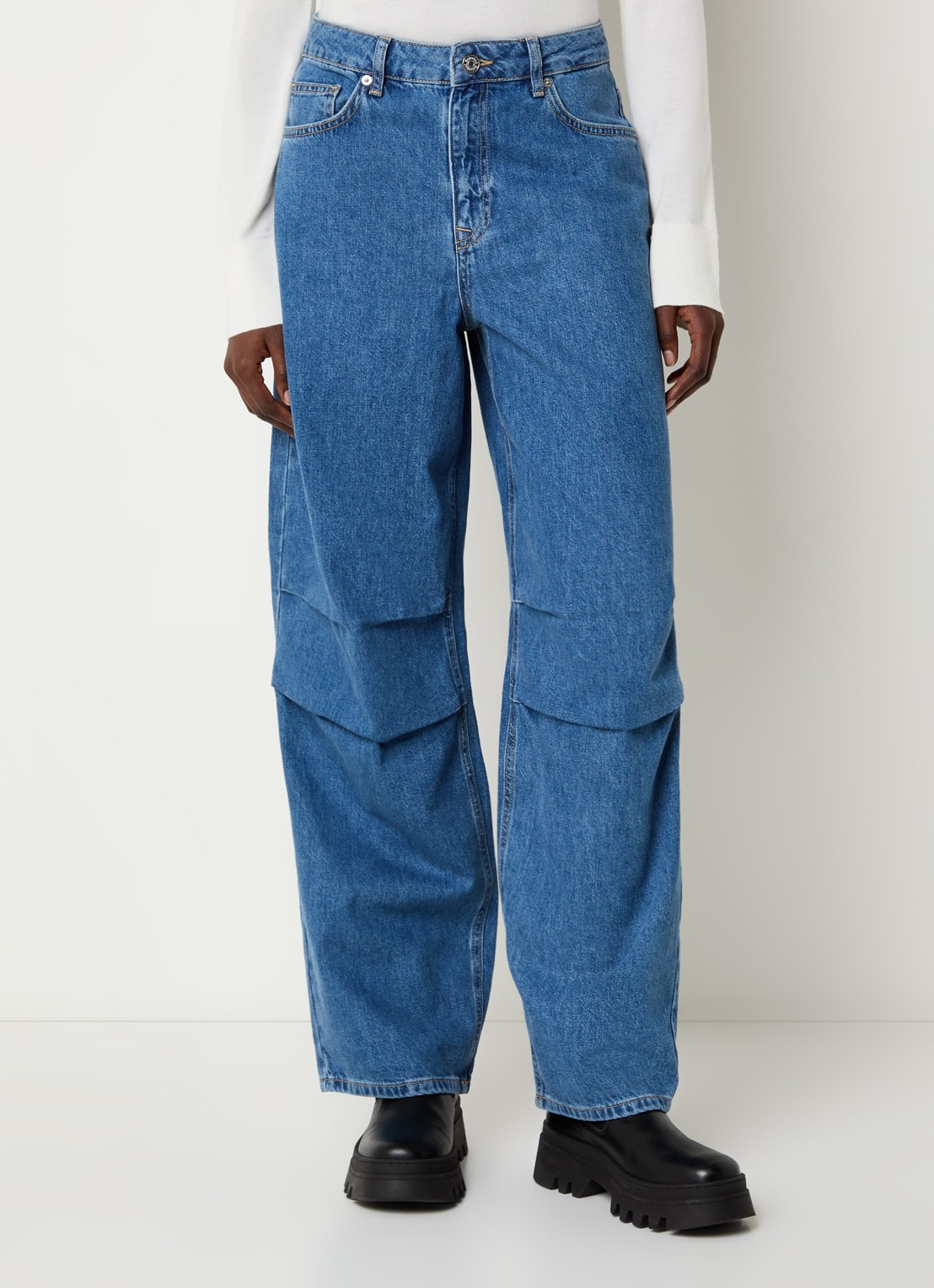 Selected Agathe high waisted loose fit jeans met medium wassing - detail 3 indigo