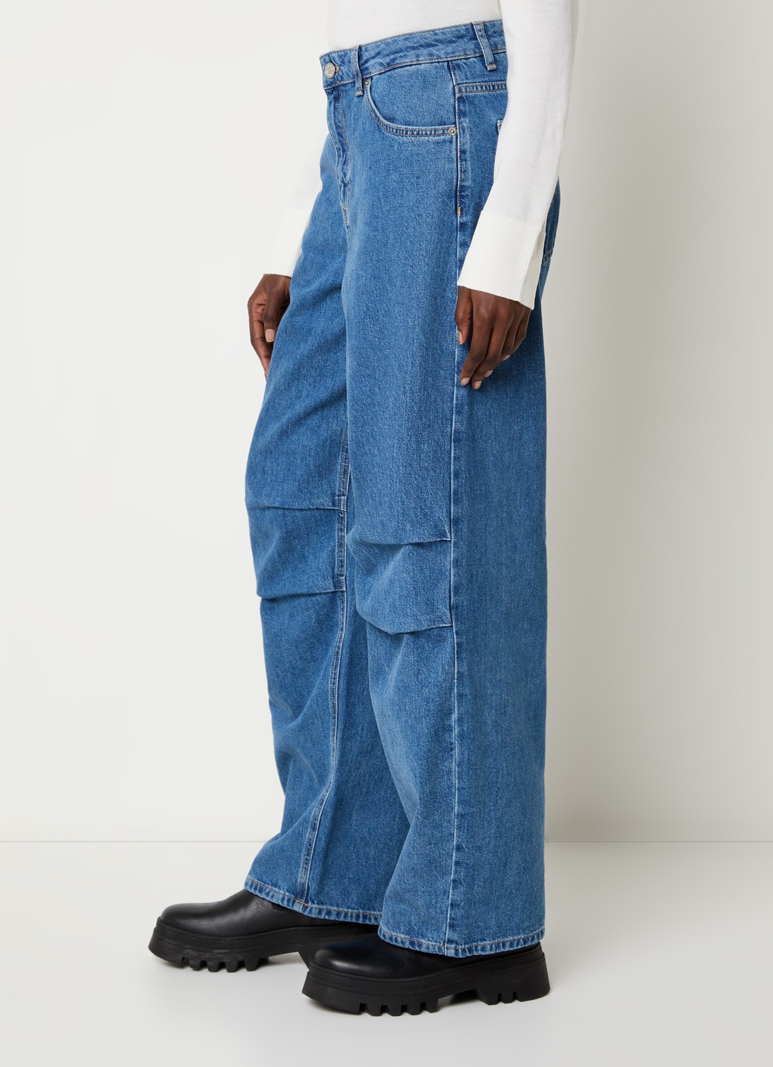 Selected Agathe high waisted loose fit jeans met medium wassing - detail 4 indigo