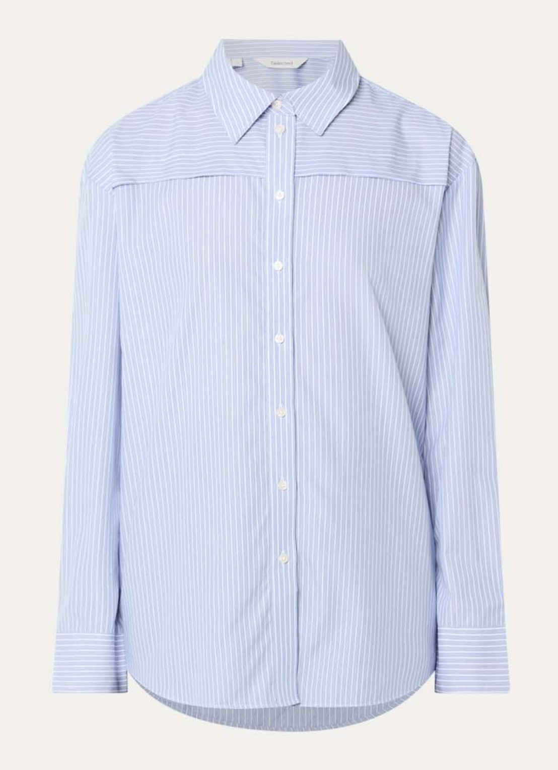 Selected Allison blouse met streepprint - voorkant lichtblauw