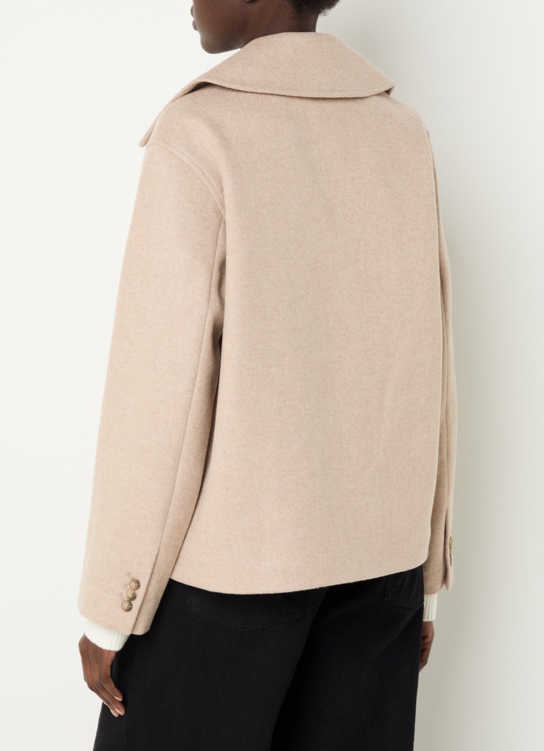 Selected Alma double-breasted jack in wolblend met steekzakken - achterkant 4 beige