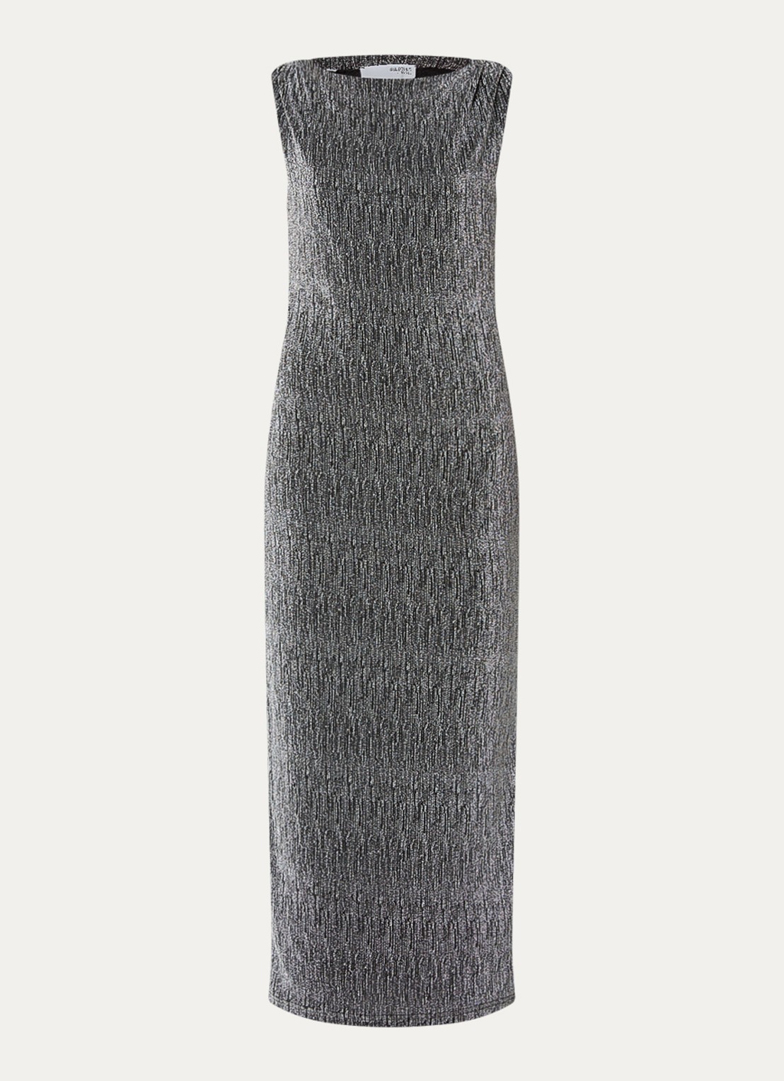 Selected Anita maxi jurk met lurex en split - voorkant 2 zilver