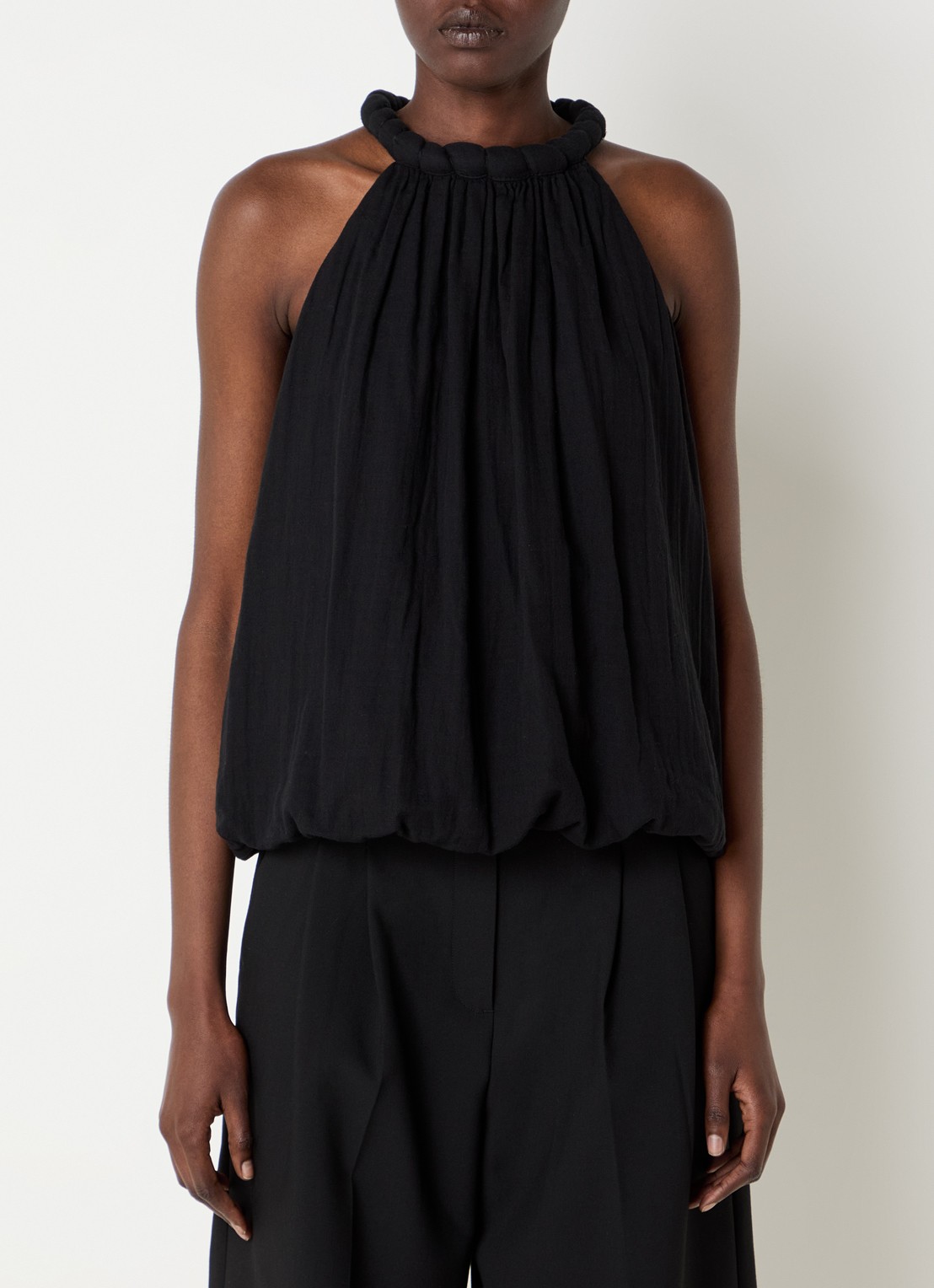 Selected Annie haltertop met plooidetail - detail 4 zwart