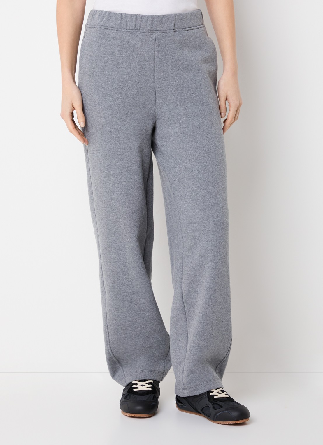 Selected Ari Gia high waist loose fit joggingbroek met elastische band en steekzakken - detail 4 grijsmele