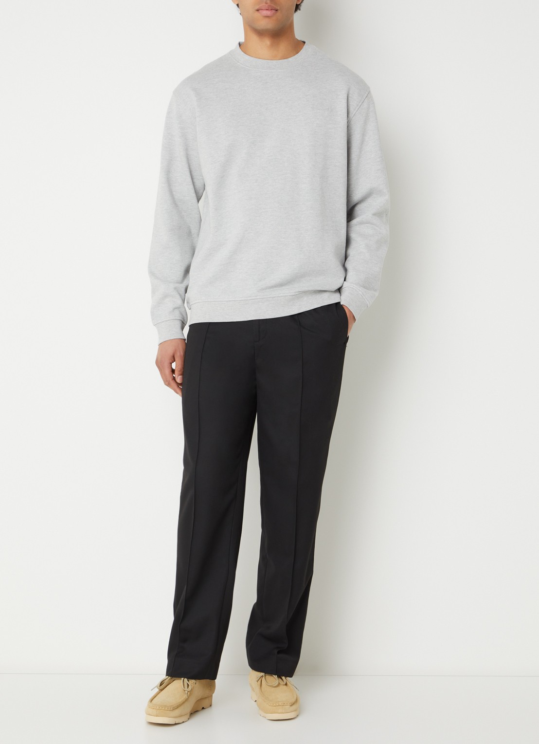 Selected Aron sweater met gemêleerd dessin - voorkant 3 grijsmele