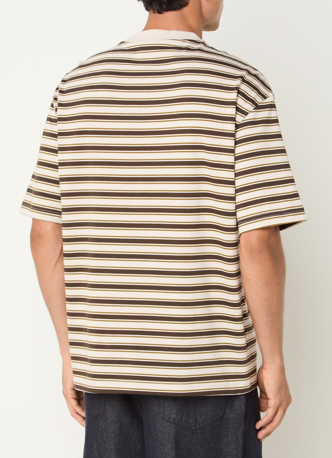 Selected Aspen T-shirt met streepprint - achterkant 4 zand