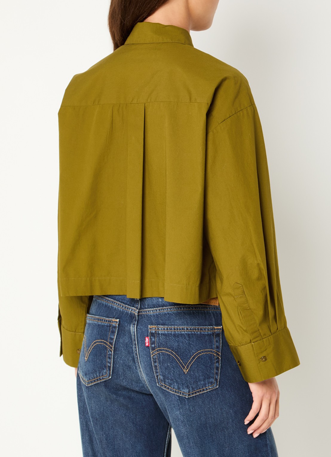 Selected Astha blouse met borstzak - achterkant mosgroen