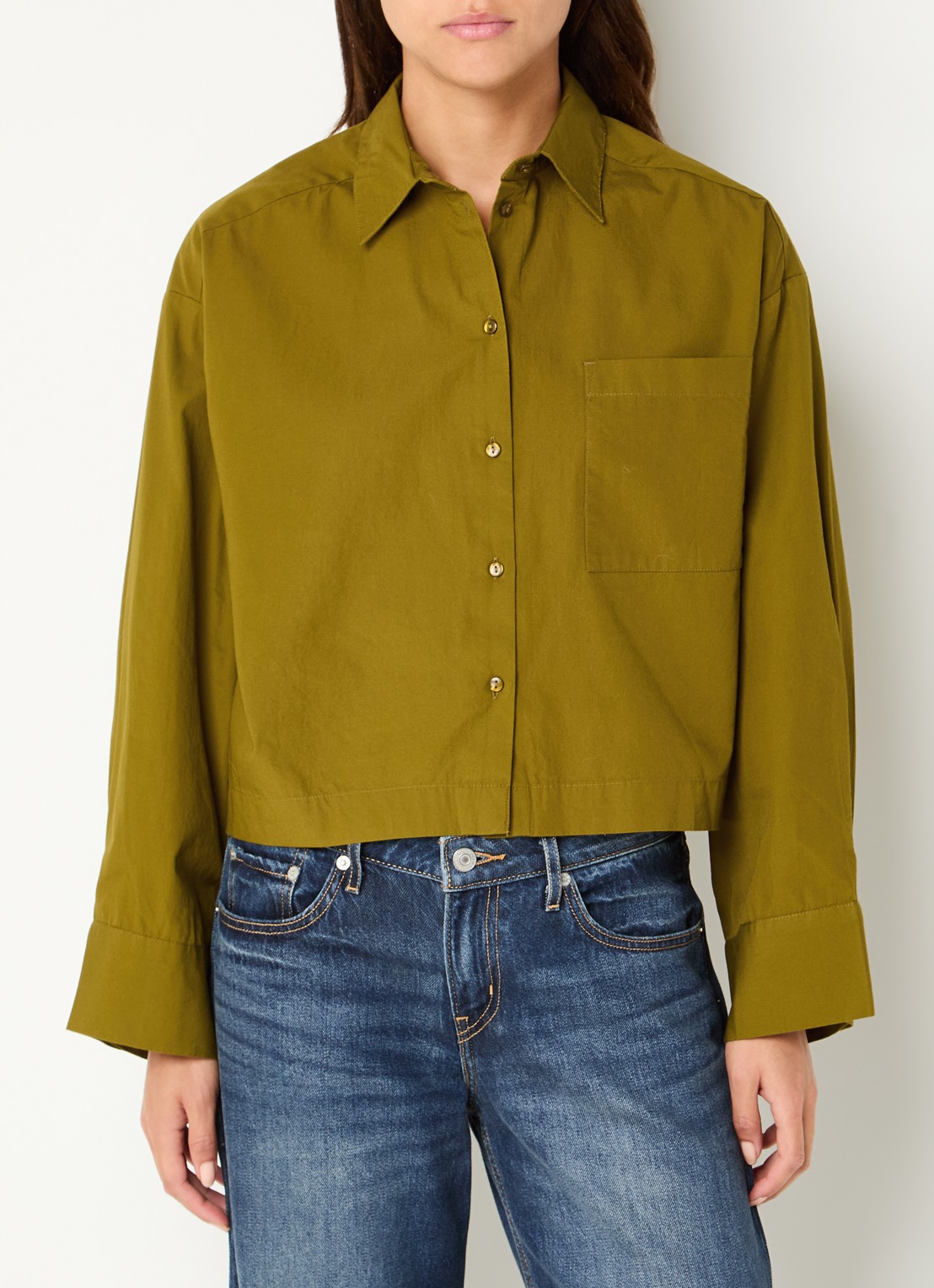 Selected Astha blouse met borstzak - detail 2 mosgroen