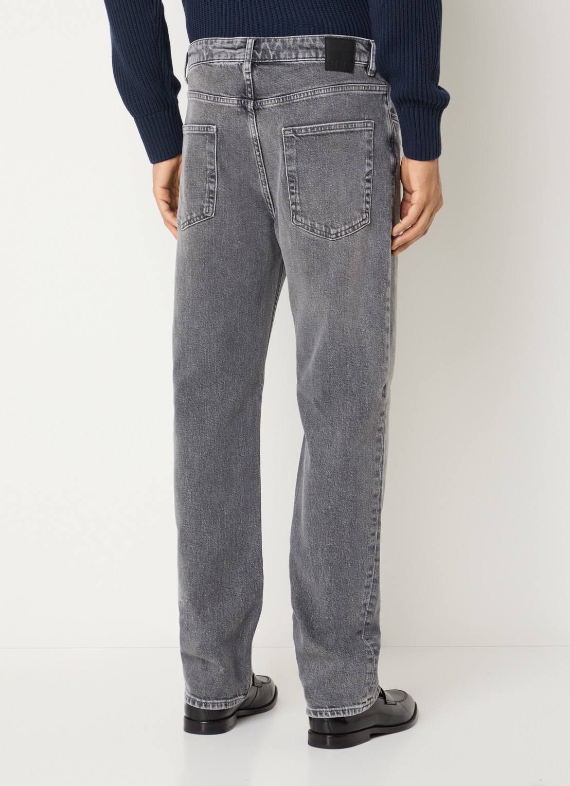 Selected Ben Kori straight leg jeans met gekleurde wassing - achterkant middengrijs