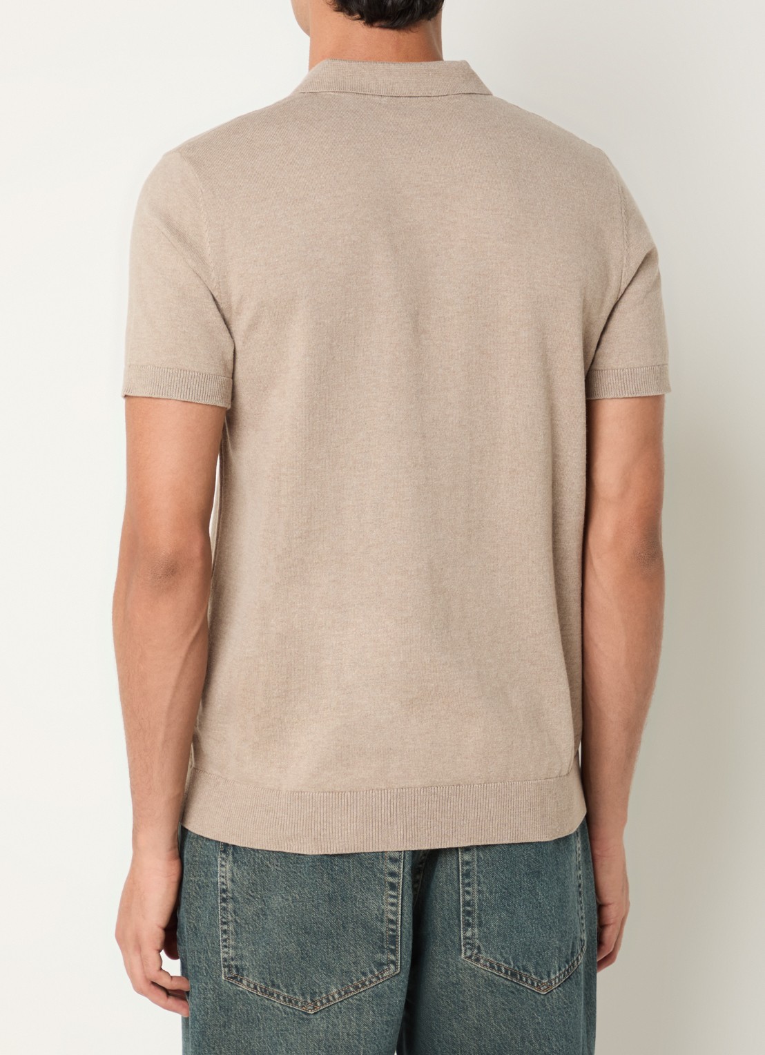 Selected Berg regular fit polo met stretch - achterkant 3 beige