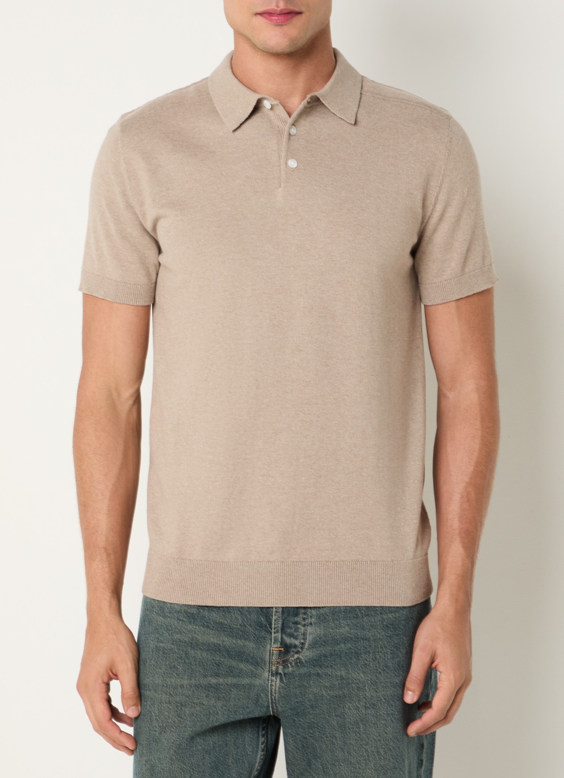 Selected Berg regular fit polo met stretch - detail 4 beige