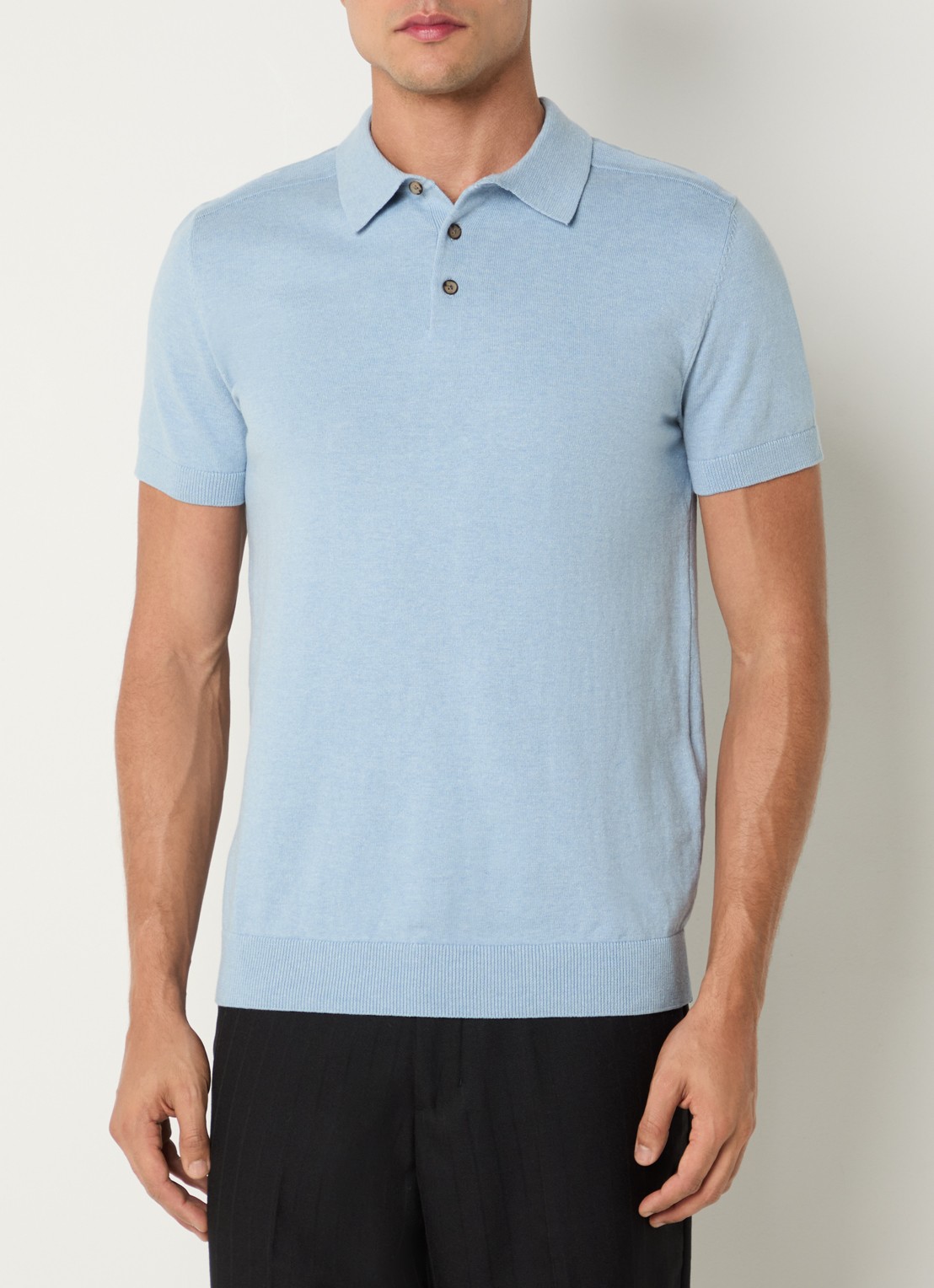 Selected Berg regular fit polo met stretch - detail 4 blauwgrijs
