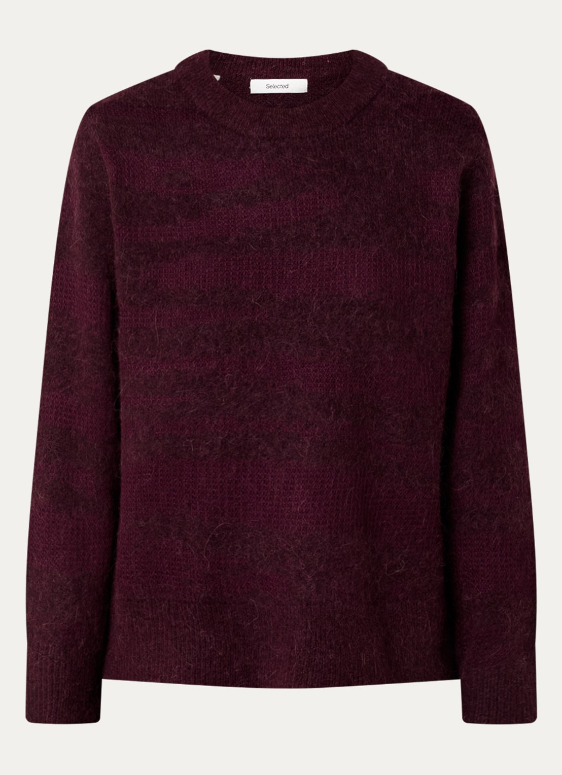 Selected Billie fijngebreide trui in alpaca wolblend - voorkant 3 aubergine